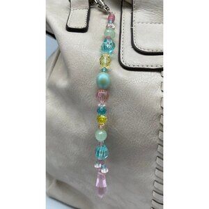 Beaded Purse Charm Suncatcher Pastel  Pink Crystal Prism Handbag Ornament